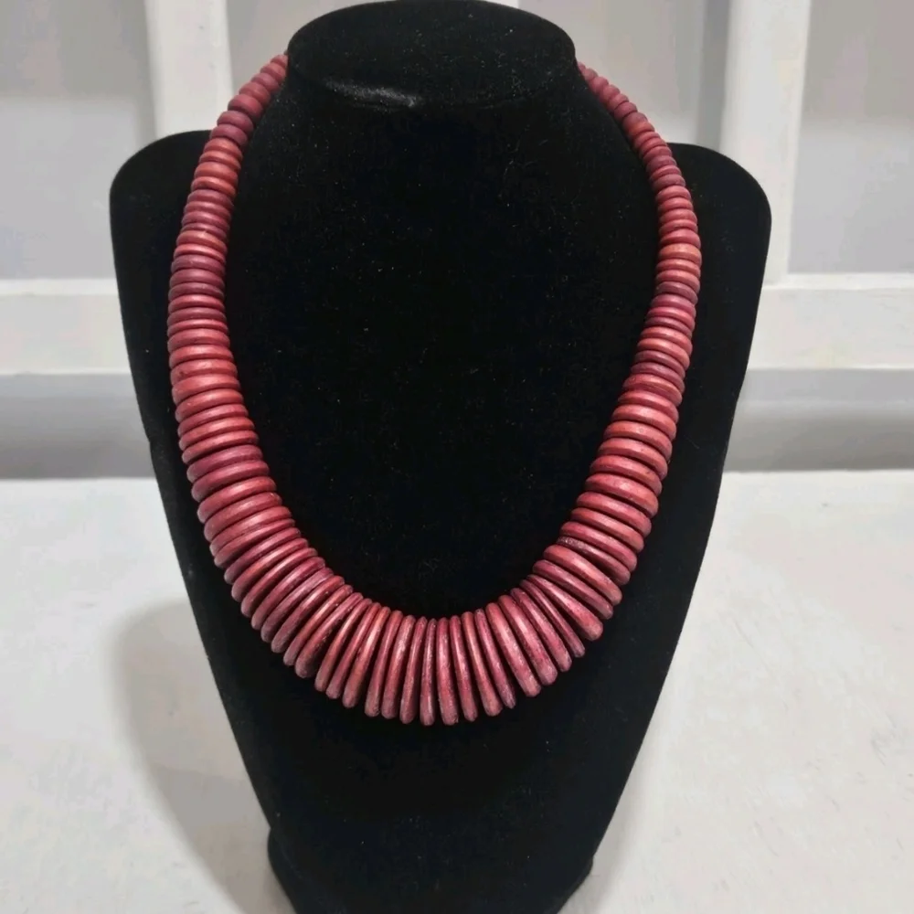 Handcrafted Red Disc Bead Necklace - Women Jewelry